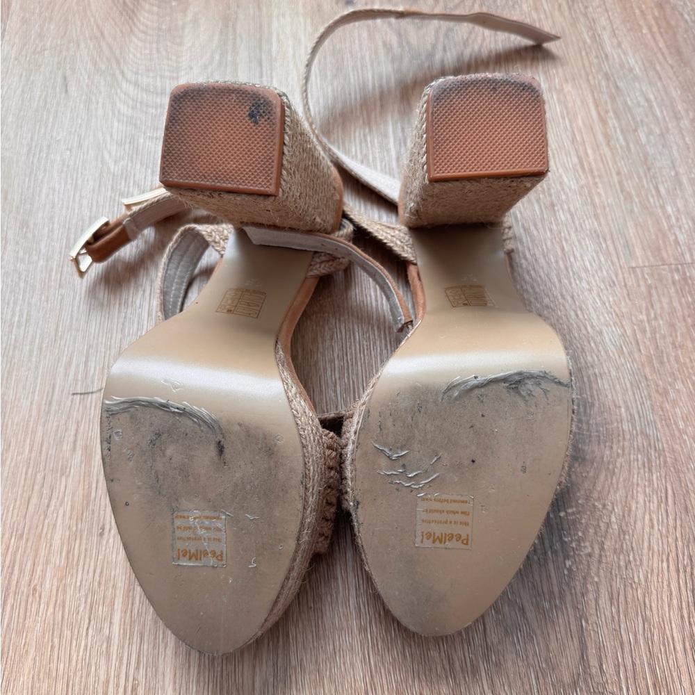 House of Harlow 1960 Natural Woven Platform Sandal with Ankle Strap - Picture 4 of 5